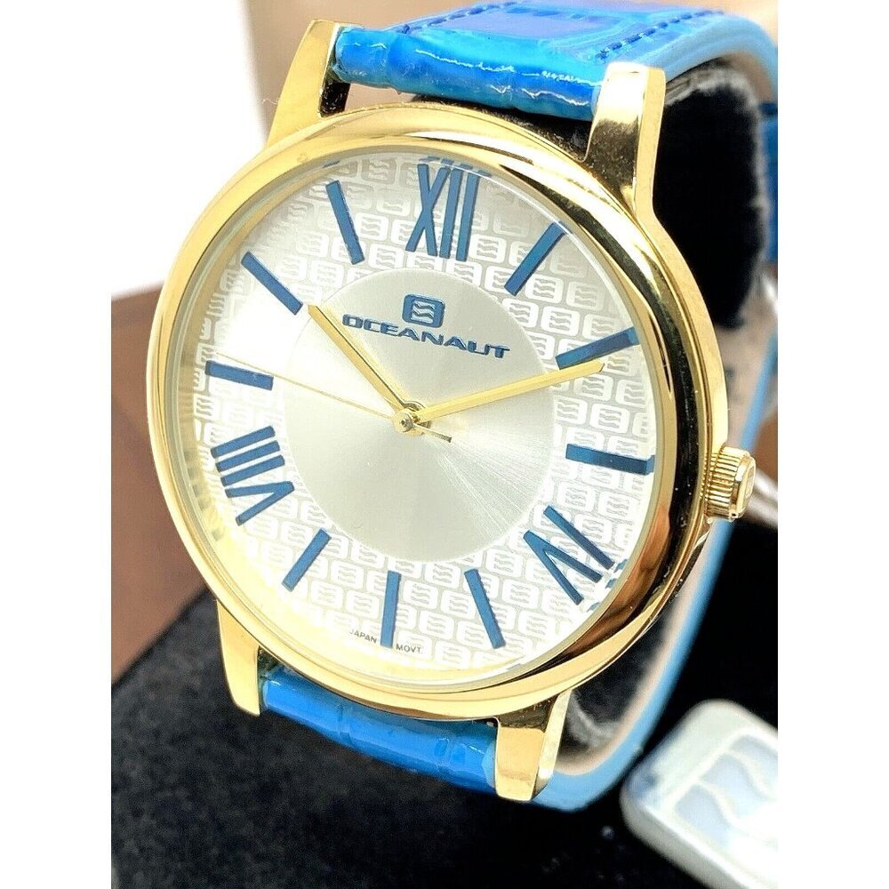 Oceanaut Women's Watch OC7214 Quartz Gold Silver Dial Blue Leather Band …